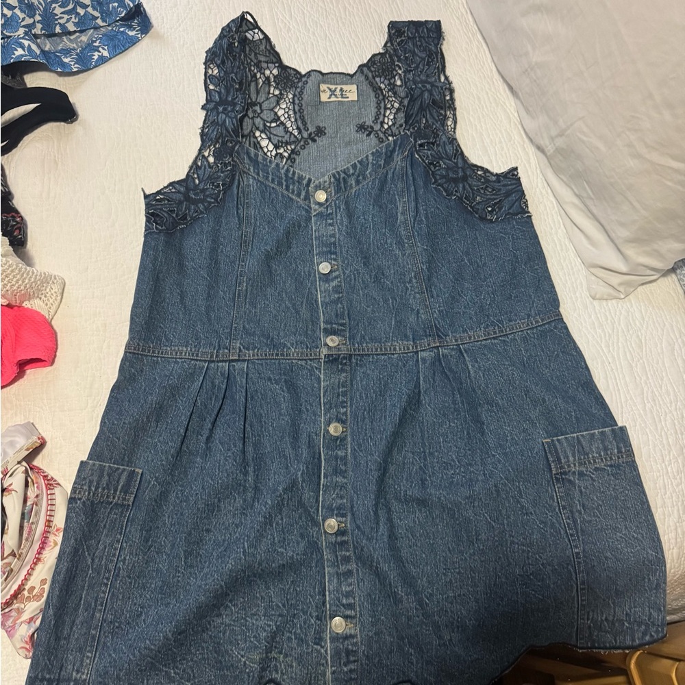 Free People Denim Sleeveless Dress with Cutout Details